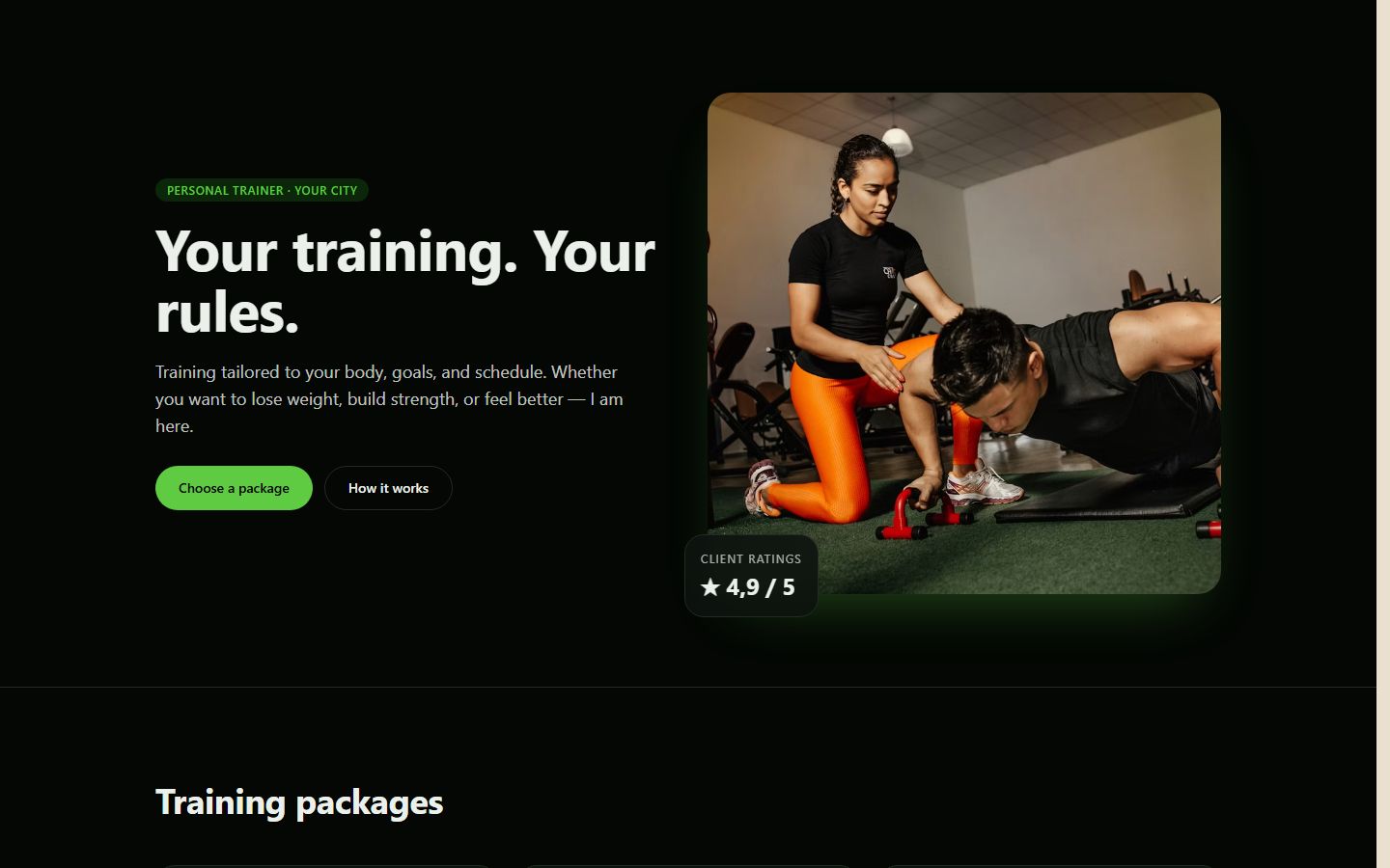 Personal trainer or fitness studio preview