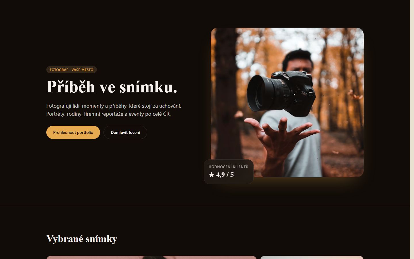 Fotograf nebo kreativní portfolio preview
