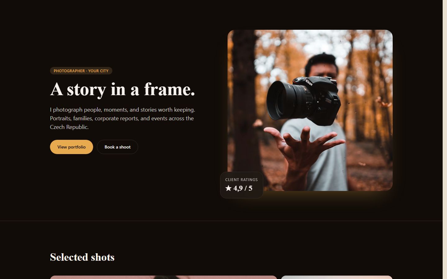 Photographer or creative portfolio preview