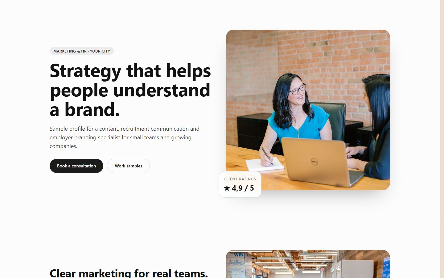 Marketing or HR portfolio preview